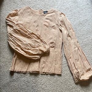 ZARA💥 Tan Bishop Sleeve Ruched Blouse